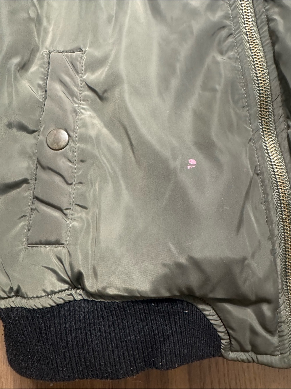 Olive Green Bomber Jacket with Patch Detail pockets size M - Picture 2 of 9